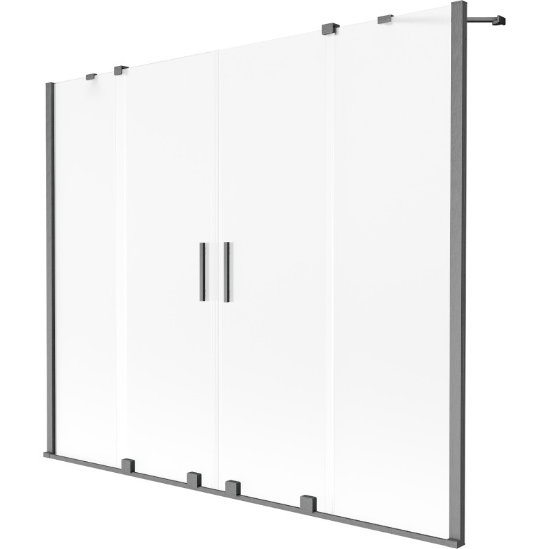 Mexen Velar Duo fürdőkád paraván 2 szárnyas tolóajtós 190 x 150 cm, jégvirágos, kefe gunmetal szürke
