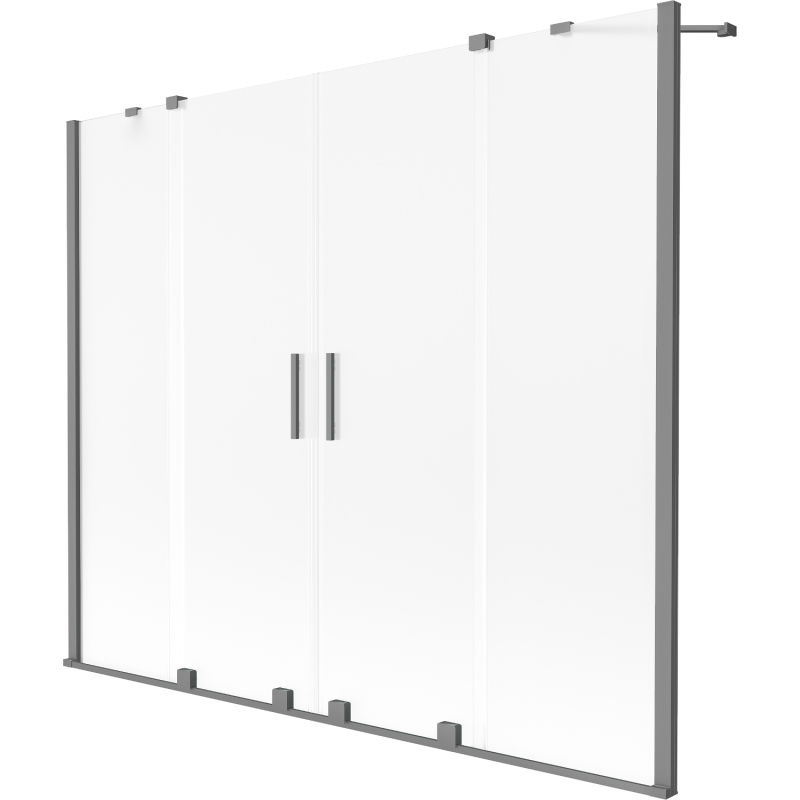 Mexen Velar Duo 2-szárnyas tolófürdőkád paraván 190 x 150 cm, deres, gun metal - 896-190-000-32-95