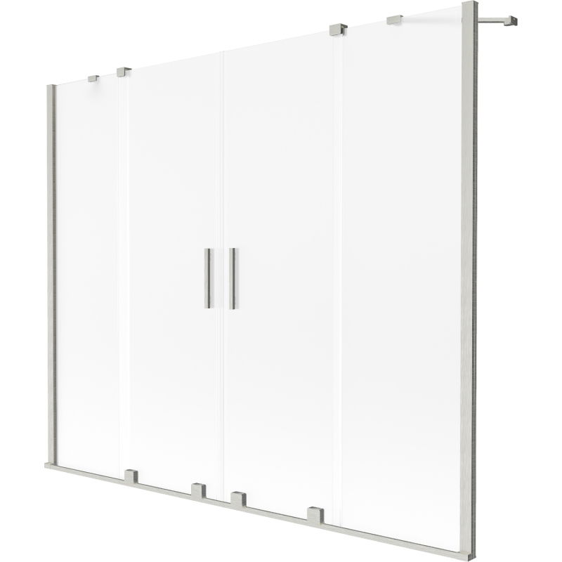 Mexen Velar Duo kádparaván, 2 szárnyú tolható, 190 x 150 cm, deres, kefélt nikkel - 896-190-000-32-97