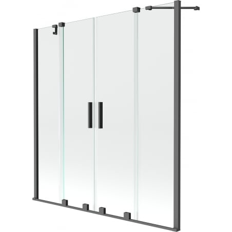 Mexen Velar Duo, 2-szárnyú, toló zuhanyfal, 150 x 150 cm, átlátszó, gun metal - 896-150-000-02-95