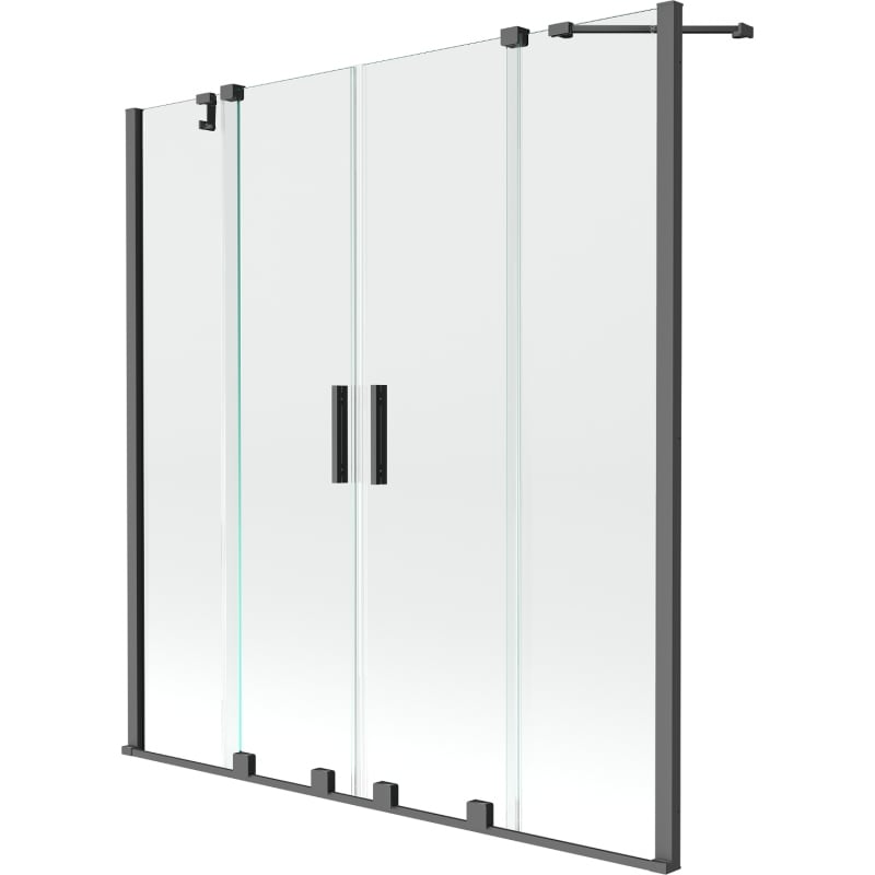 Mexen Velar Duó kádparaván 2-szárnyú tolóajtós 160 x 150 cm, átlátszó, fegyvermetál - 896-160-000-02-95