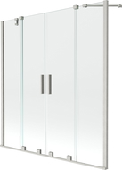 Mexen Velar Duo kád paraván 2-szárnyú toló 160 x 150 cm, átlátszó, kefezett nikkel - 896-160-000-02-97