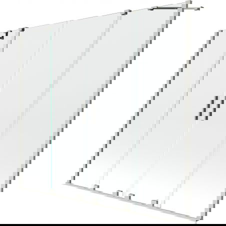 Mexen Velar Duo kétszárnyú toló fürdőkád paraván 200 x 150 cm, átlátszó, szálcsiszolt nikkel - 896-200-000-02-97