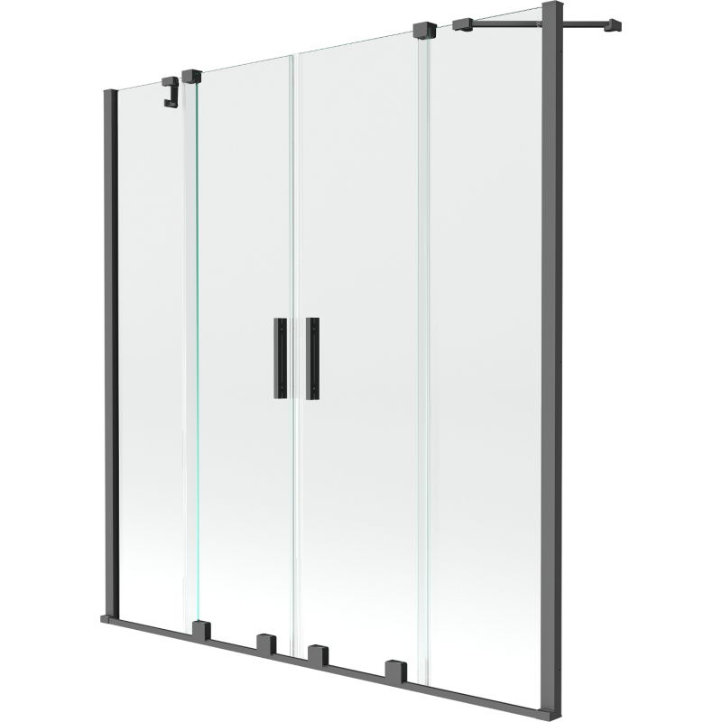 Mexen Velar Duo 2-szárnyú, toló fürdőkádparaván 140 x 150 cm, átlátszó, fémes szürke - 896-140-000-02-95