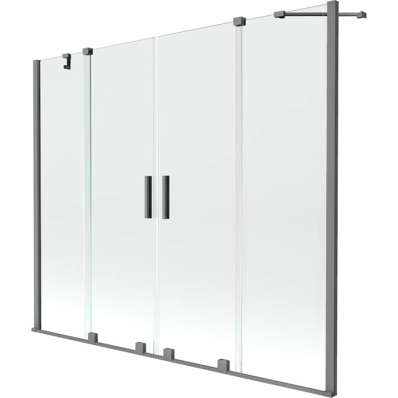 Mexen Velar Duo kádparaván, 2 szárnyú, toló, 170 x 150 cm, átlátszó, fekete fém - 896-170-000-02-95