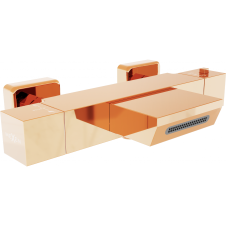 Mexen Cube termosztatikus kádcsapok, Rózsaszín-arany - 77360-60