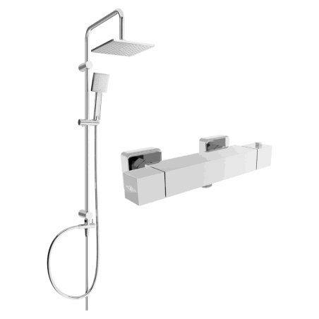Mexen Cube Tord set de duș montat pe suprafață cu duș fix și baterie de duș termostatică, crom - 77200200-00