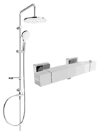 Mexen Erik set de duș montat pe perete cu duș fix și baterie de duș termostatică Cube, crom - 77200205-00