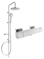 Mexen Carl falon kívüli zuhanykészlet esőztetővel és termosztatikus zuhanycsappal Cube, króm - 77200240-00