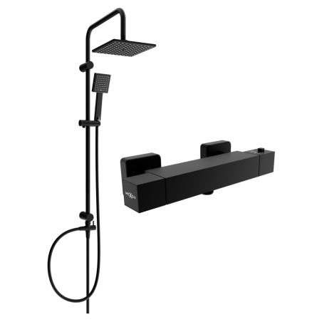 Mexen Cube Tord set de duș montat la suprafață cu duș fix și baterie de duș termostatică, negru - 77200200-70