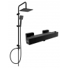 Mexen Cube Tord set de duș montat la suprafață cu duș fix și baterie de duș termostatică, negru - 77200200-70
