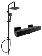Mexen Cube Tord set de duș montat la suprafață cu duș fix și baterie de duș termostatică, negru - 77200200-70