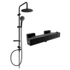 Mexen Cube Set de duș extern Erik cu sistem de ploaie și baterie de duș termostatică, negru - 77200205-70