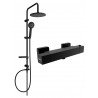 Mexen Carl set de duș aparent cu duș de ploaie și baterie de duș termostatică Cube, negru - 77200240-70