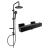 Mexen Cube Carl set de duș montat pe suprafață cu ploaie artificială și baterie de duș termostatică, negru - 77200240-70