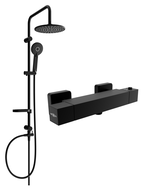 Mexen Carl fali zuhanykészlet esőztetővel és termosztatikus zuhanycsappal Cube, fekete - 77200240-70