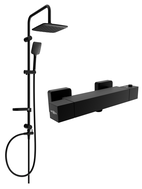 Mexen Cube Sven set de duș cu montare pe perete cu duș de ploaie și baterie termostatică de duș, negru - 77200262-70