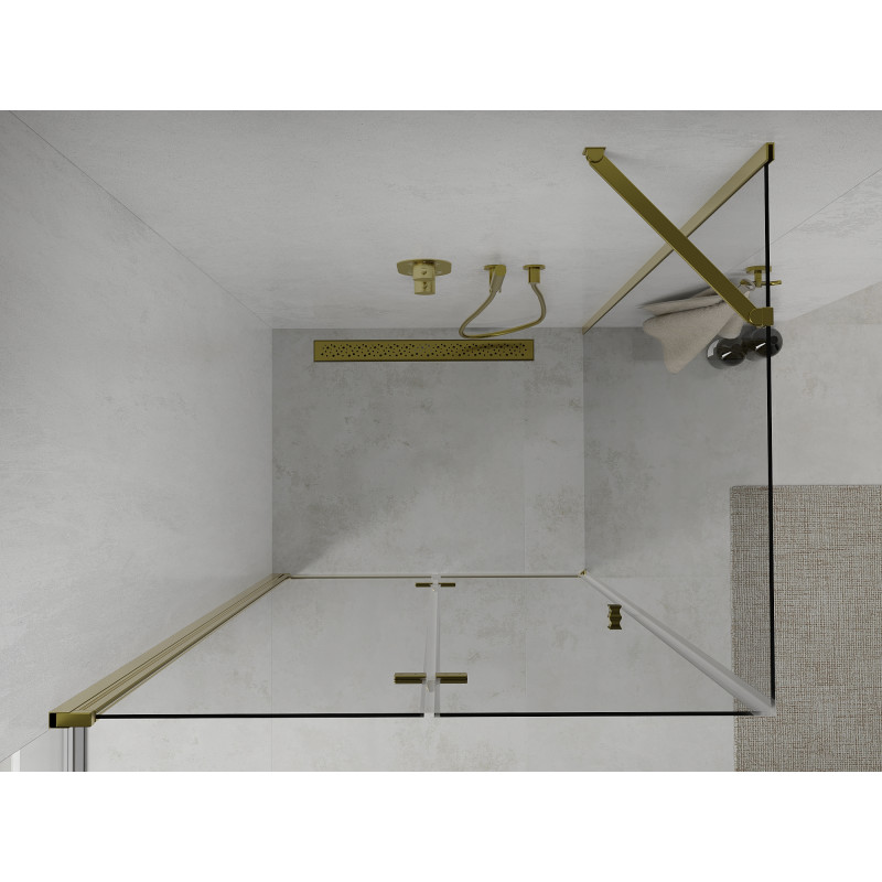 Mexen Lima cabina de duș pliabilă 80 x 100 cm, transparentă, aurie - 856-080-100-50-00