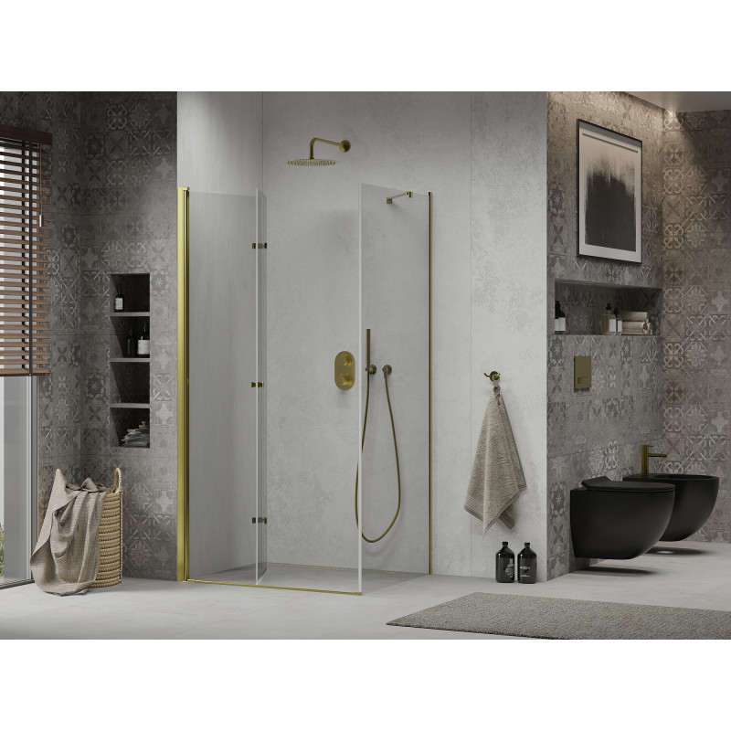 Mexen Lima cabina de duș pliabilă 90 x 80 cm, transparentă, aurie - 856-090-080-50-00
