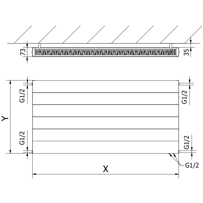 Mexen Line CVL21 radiator plat 300 x 600 mm, conexiune inferioară, 378 W, negru - W621L-030-060-70