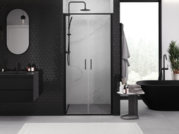Mexen Exo-B Duo uși de duș duble batante 70 cm, transparente, negre - 814-070-000-70-00
