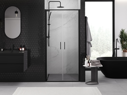 Mexen Exo uși de duș duble cu balamale 70 cm, transparent, negru - 814-070-000-70-00