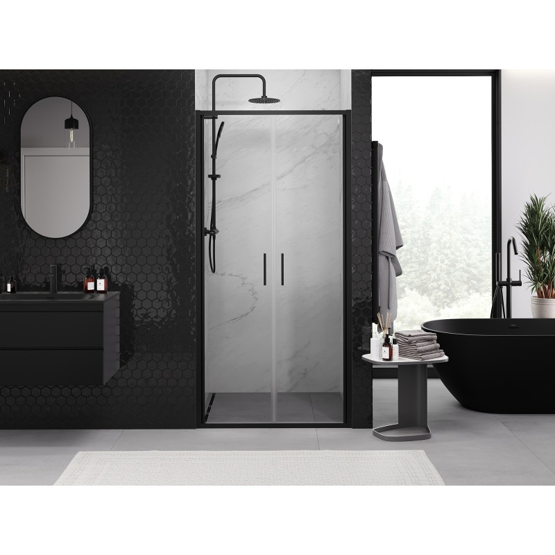 Mexen Exo-B Duo uși de duș duble batante 80 cm, transparente, negre - 814-080-000-70-00