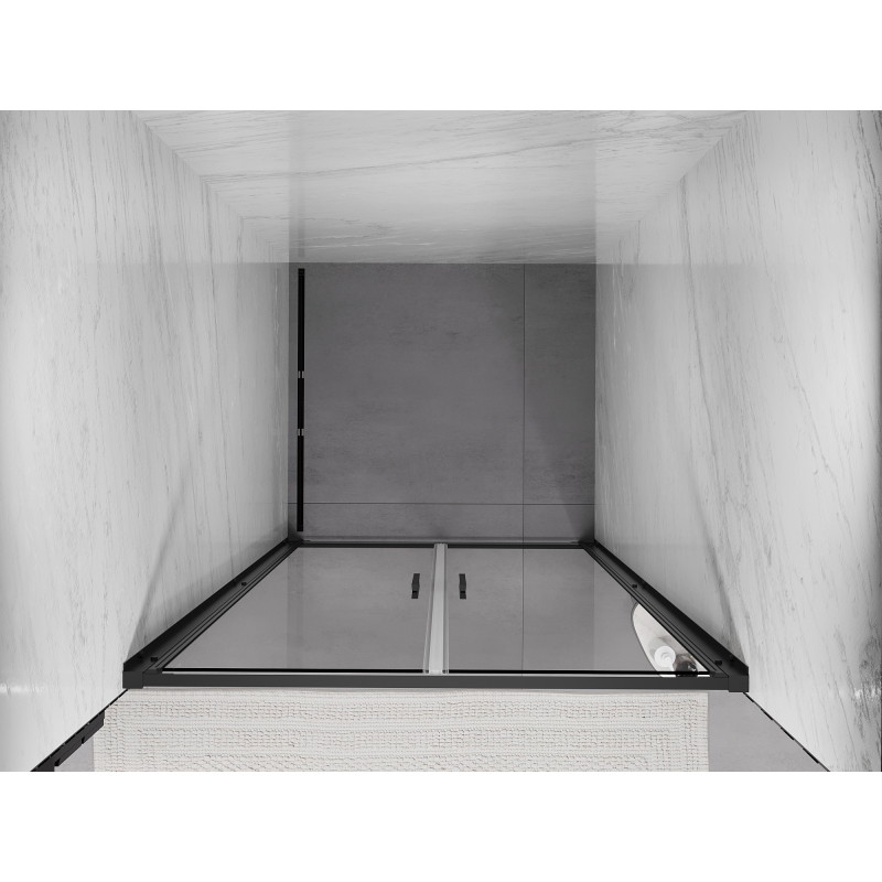 Mexen Exo-B Duo uși de duș duble batante 100 cm, transparente, negre - 814-100-000-70-00