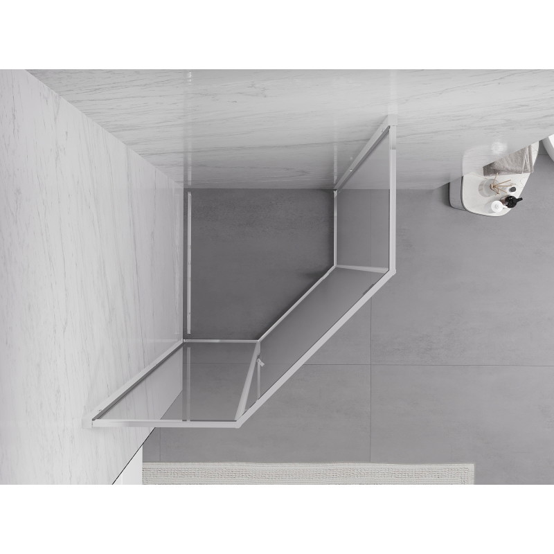Mexen Exo-R Cabină de duș pentagonală cu ușă batantă 80 x 80 cm, transparentă, crom - 812-080-080-01-00