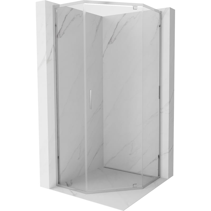 Mexen Exo cabină de duș pentagonală rabatabilă 80 x 80 cm, transparent, crom - 812-080-080-01-00