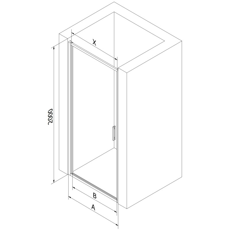 Mexen Exo-B ușă de duș pivotantă 60 cm, transparentă, crom - 817-060-000-01-00