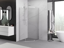 Mexen Exo cabină de duș pentagonală cu ușă batantă 90 x 90 cm, transparent, crom - 812-090-090-01-00