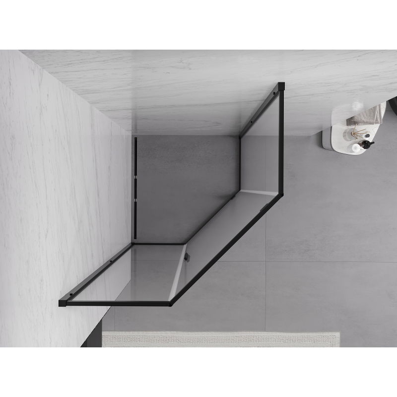 Mexen Exo cabină de duș pentagonală basculantă 80 x 80 cm, transparentă, neagră - 812-080-080-70-00