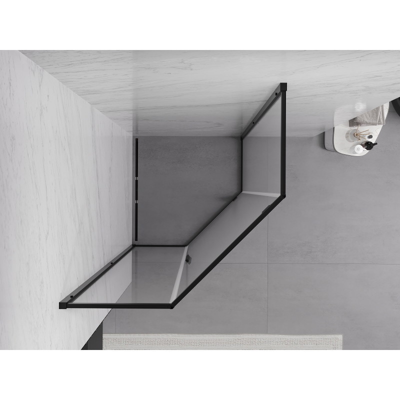 Mexen Exo-R cabina de duș pentagonală cu ușă batantă 80 x 80 cm, transparentă, neagră - 812-080-080-70-00