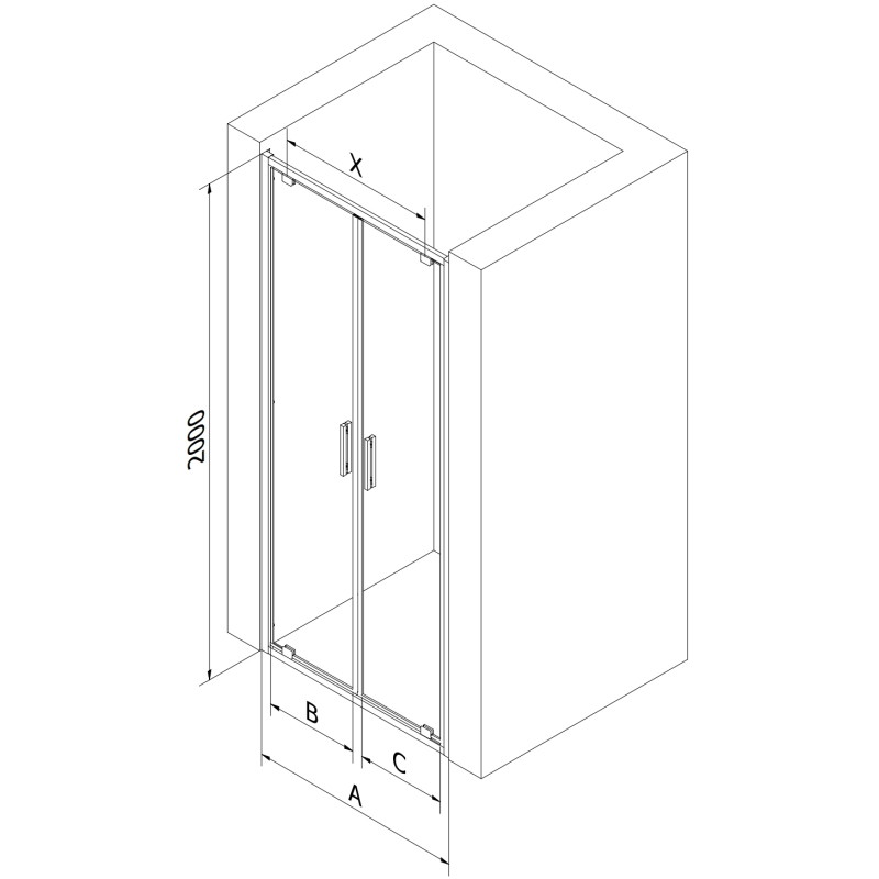 Mexen Exo-BR Duo uși de duș duble rabatabile 100 cm, transparent, crom - 8182-100-000-01-00