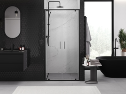 Mexen Exo-BR Duo uși de duș duble, batante, 90 cm, transparente, negre - 8182-090-000-70-00