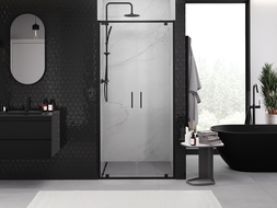 Mexen Exo uși de duș duble rabatabile 100 cm, transparente, negre - 8182-100-000-70-00