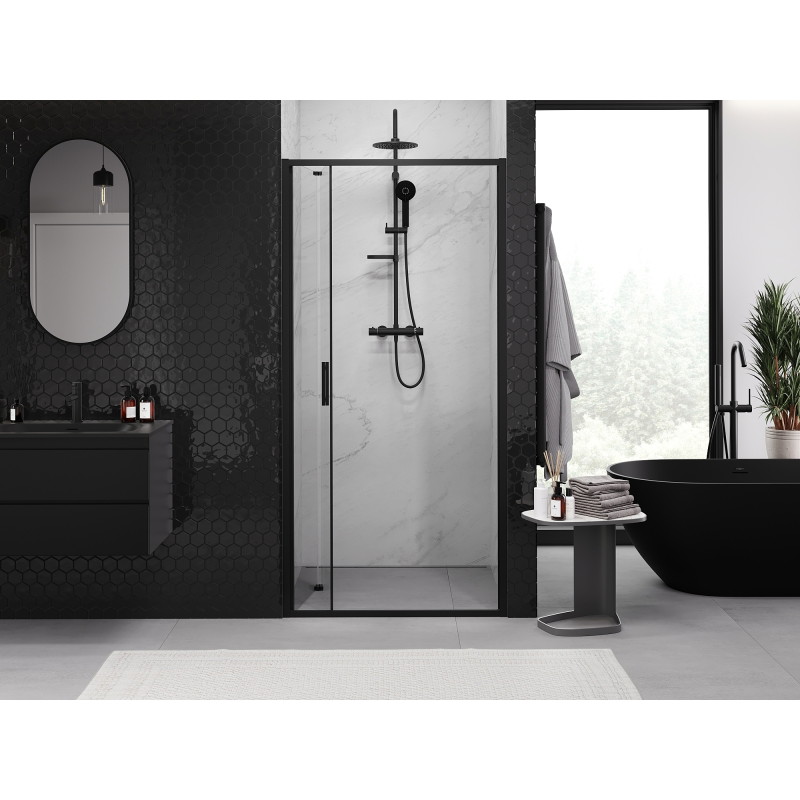 Mexen Exo-F összecsukható zuhanyajtó 60 cm, átlátszó, fekete - 816-060-000-70-00