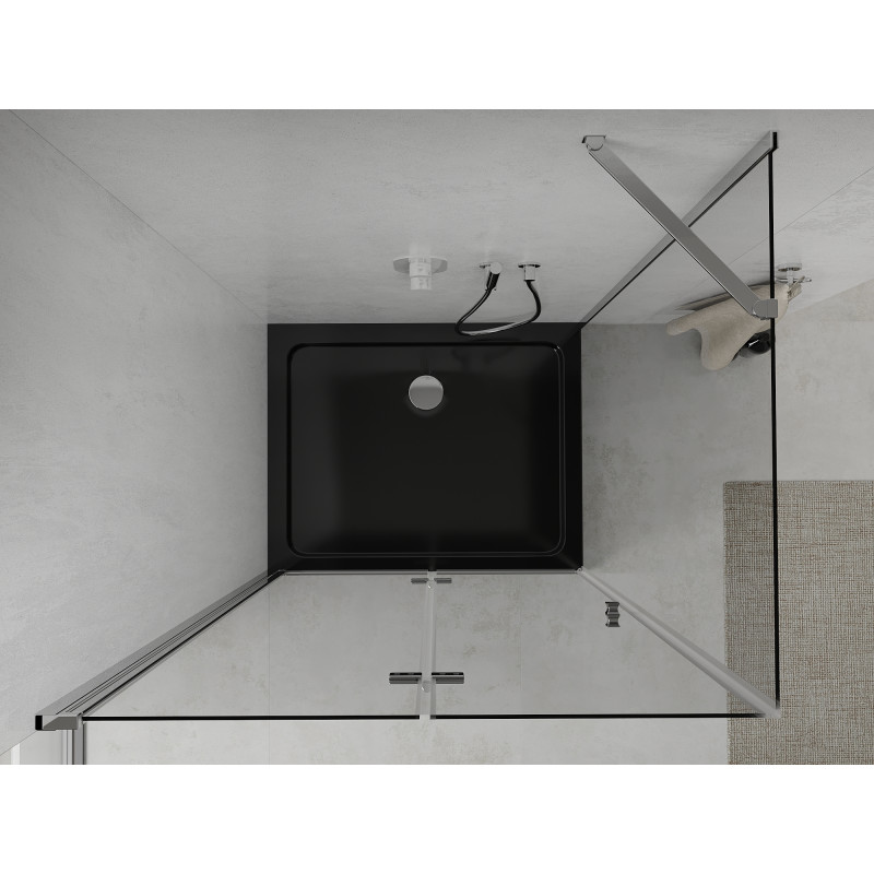 Mexen Lima cabina de duș pliabilă 120 x 90 cm, transparentă, crom + cadă Flat, negru - 856-120-090-01-00-4070