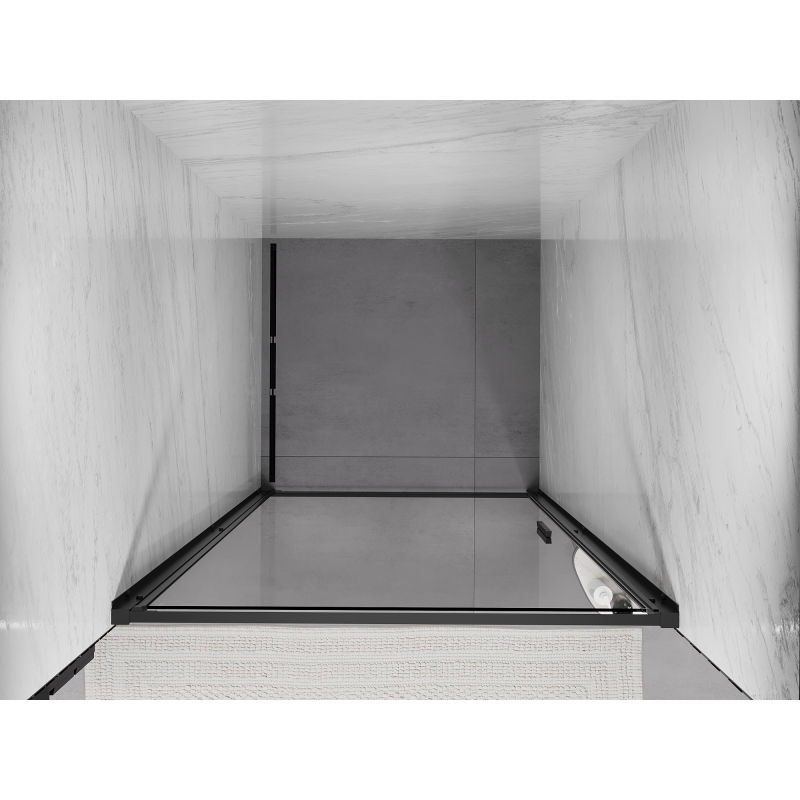 Mexen Exo uși de duș batante 90 cm, transparente, negre - 817-090-000-70-00