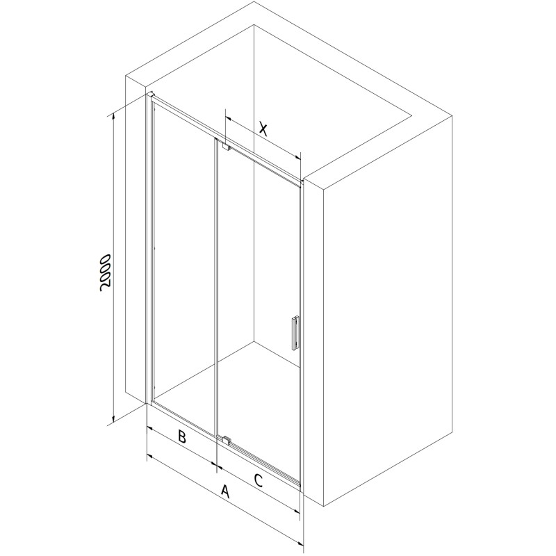 Mexen Exo-R uși de duș batante 135 cm, transparente, crom - 819-135-000-01-00