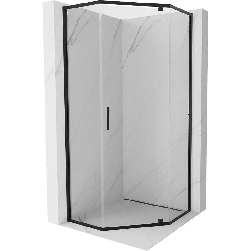 Mexen Exo ötszögletű, nyíló zuhanykabin 90 x 90 cm, átlátszó, fekete - 812-090-090-70-00