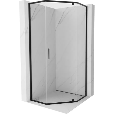 Mexen Exo cabină de duș pentagonală cu ușă batantă 90 x 90 cm, transparentă, neagră - 812-090-090-70-00