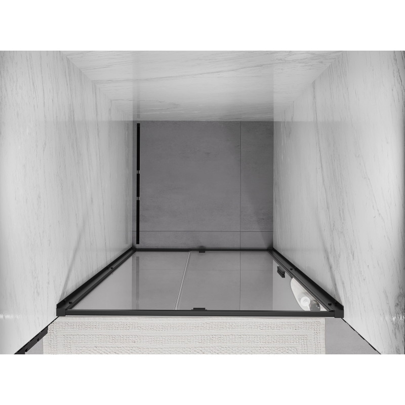 Mexen Exo-R 125 cm-es kifelé nyíló zuhanyajtó, átlátszó, fekete - 819-125-000-70-00