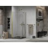 Mexen Lima cabină de duș pliabilă 80 x 80 cm, transparentă, aurie + cadă Flat, neagră - 856-080-080-50-00-4070G