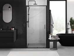 Mexen Exo uși de duș glisante 90 cm, transparente, negre - 8151-090-000-70-00