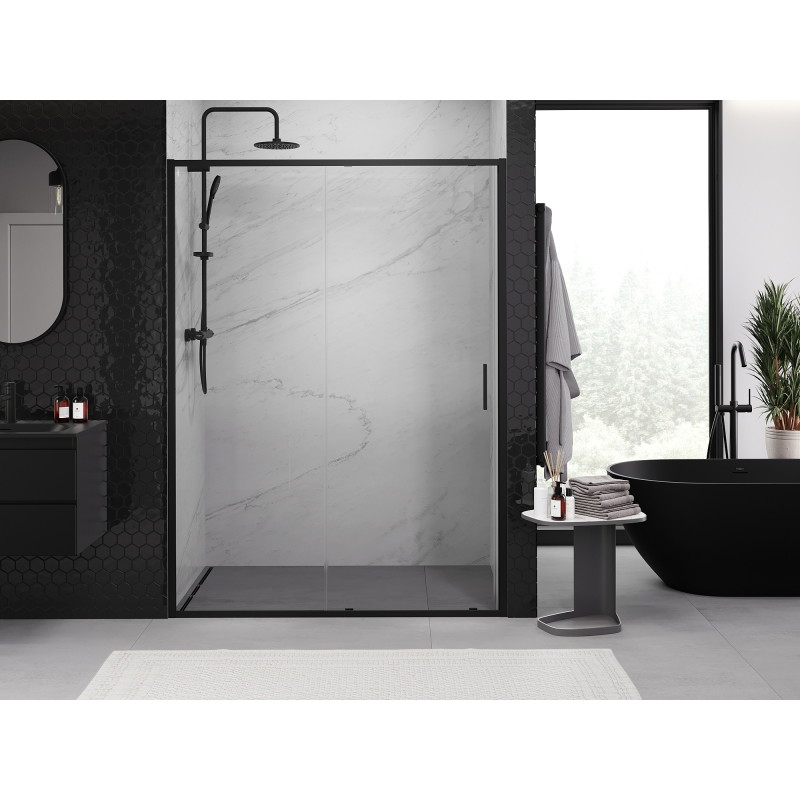 Mexen Exo-S uși de duș glisante 150 cm, transparente, negre - 8151-150-000-70-00