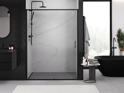 Mexen Exo uși de duș glisante 155 cm, transparente, negre - 8151-155-000-70-00
