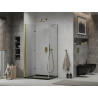 Mexen Lima cabină de duș pliabilă 100 x 90 cm, transparentă, auriu + cădiță de duș Flat, negru - 856-100-090-50-00-4070G