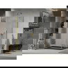 Mexen Lima cabină de duș pliabilă 100 x 90 cm, transparent, Aurie + cadă de duș Flat, Neagră - 856-100-090-50-00-4070G